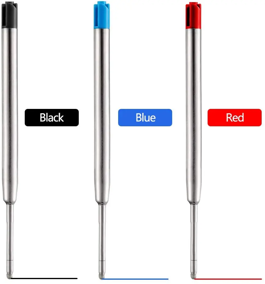 

10pcs Metal Ballpoint Pen Refills Blue Red Black Ink Medium Roller Ball Pens Refill for Parker School Office Stationery Supplies