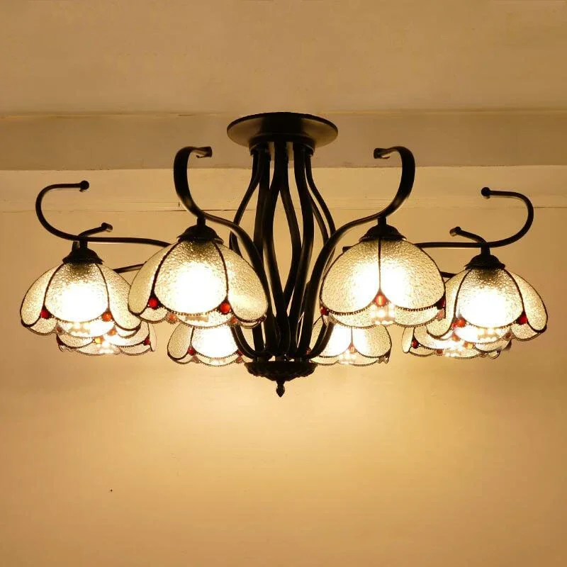 TINNY Tiffany European Living Room Pendant Lamp Mediterranean Sea Creative Color Glass restaurant Bedroom Hotel Chandelier