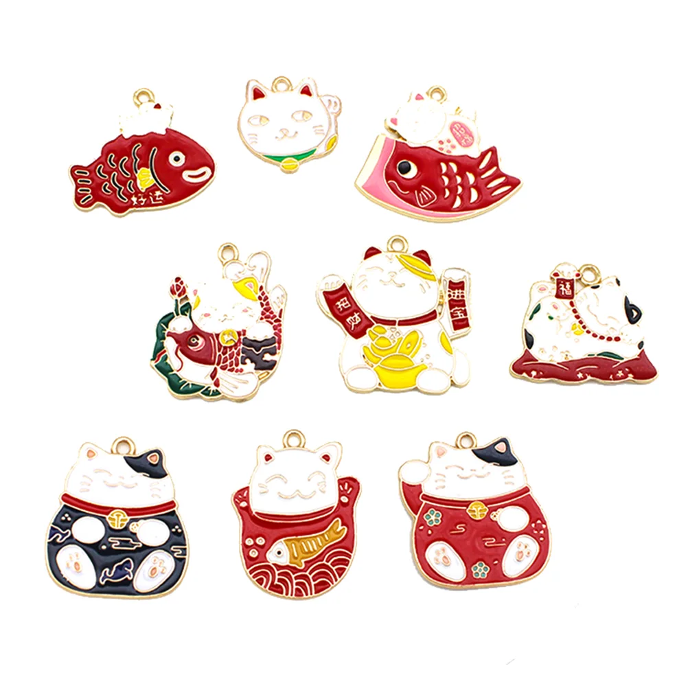 

9Pcs DIY Jewelry Making Cat Shaped Charm Necklace Bracelets Earrings Pendants
