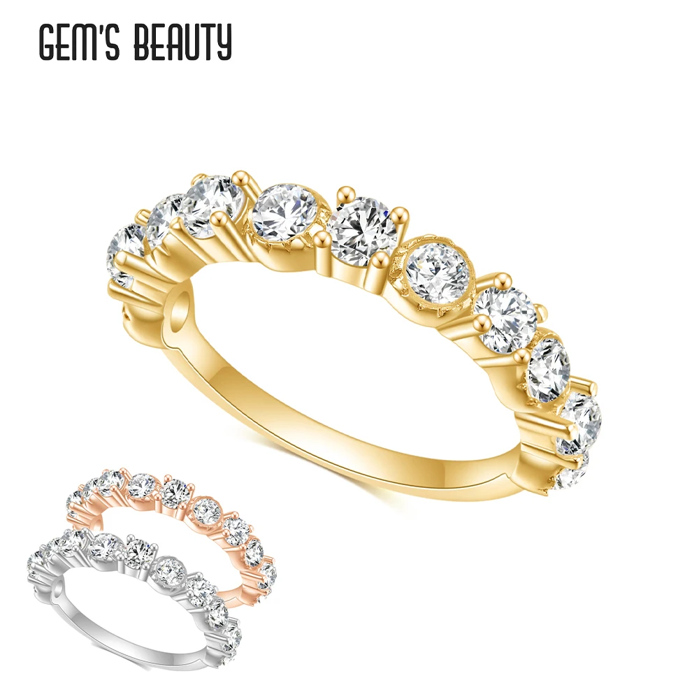 

Gem's Beauty Moissanite Wedding Band Wedding Rings for Women Sterling 925 Silver Eternity Stackable Engagement
