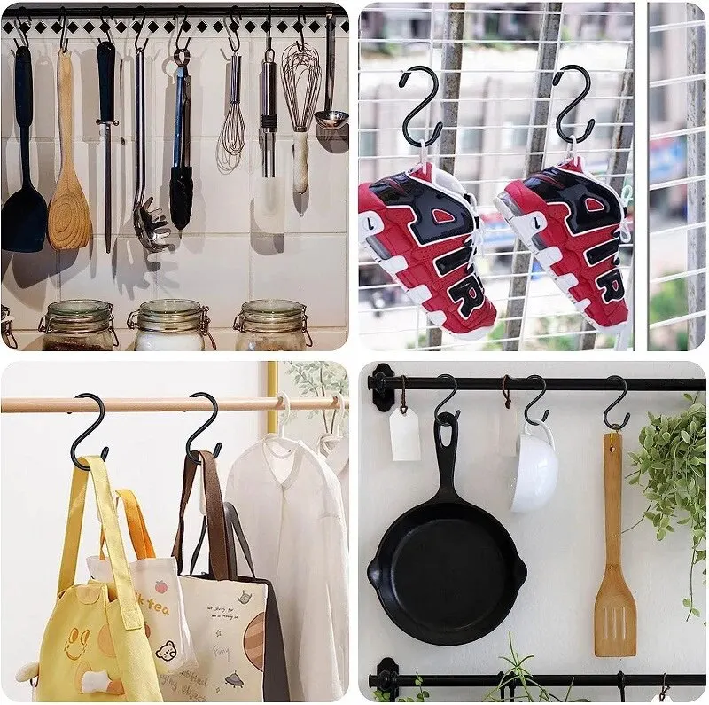 Металлические S-образные крючки набор из 4-х железных вешалок для одежды хранения