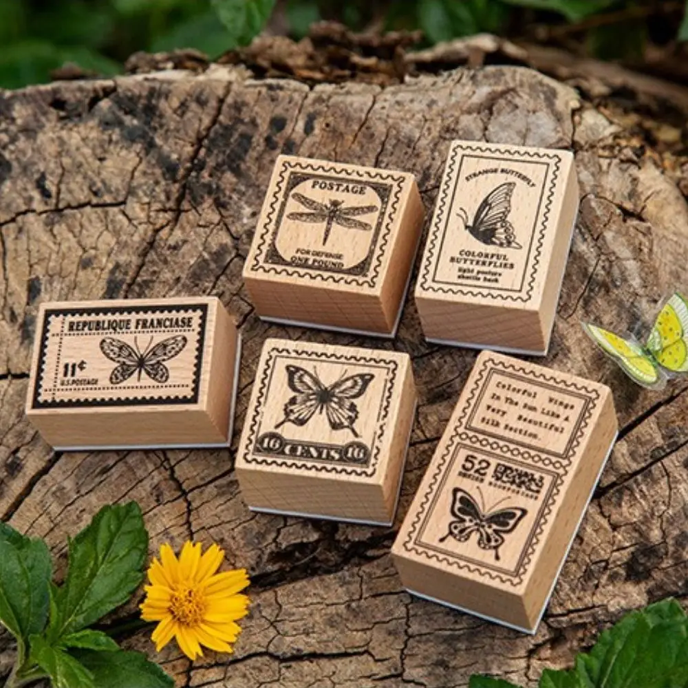 

Vintage Butterfly Decorative Stamps Wooden Rubber Stamps Scrapbooking Stationery DIY Decorative Craft Standard Stamps