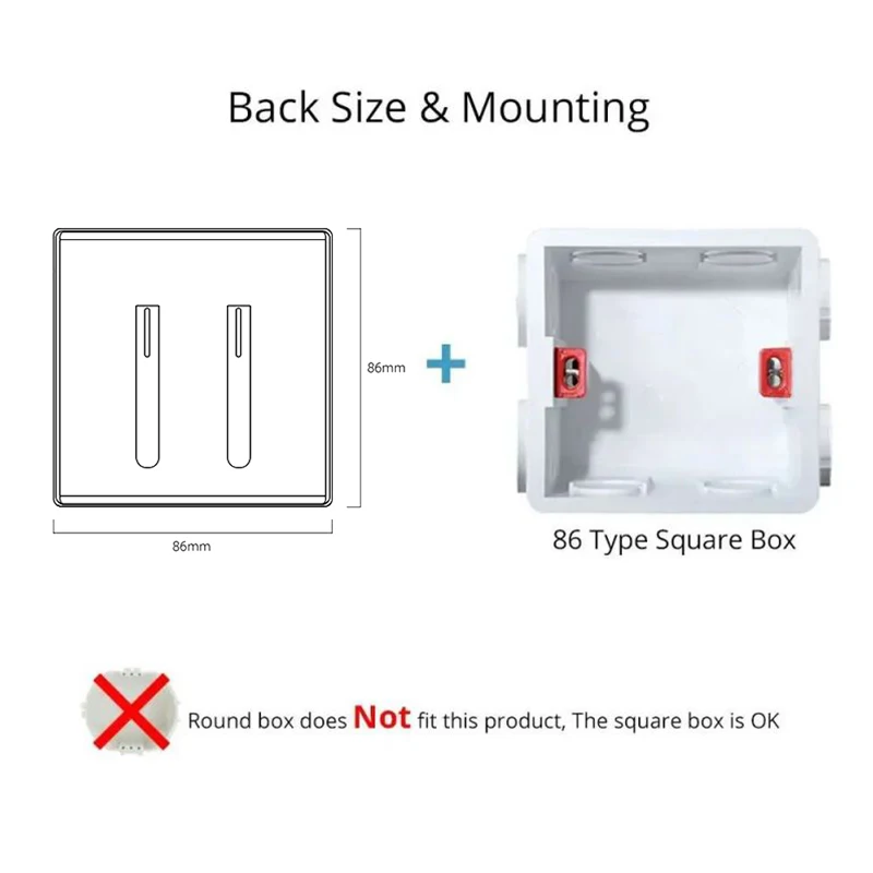 Серый настенный светильник из закаленного стекла Международный переключатель