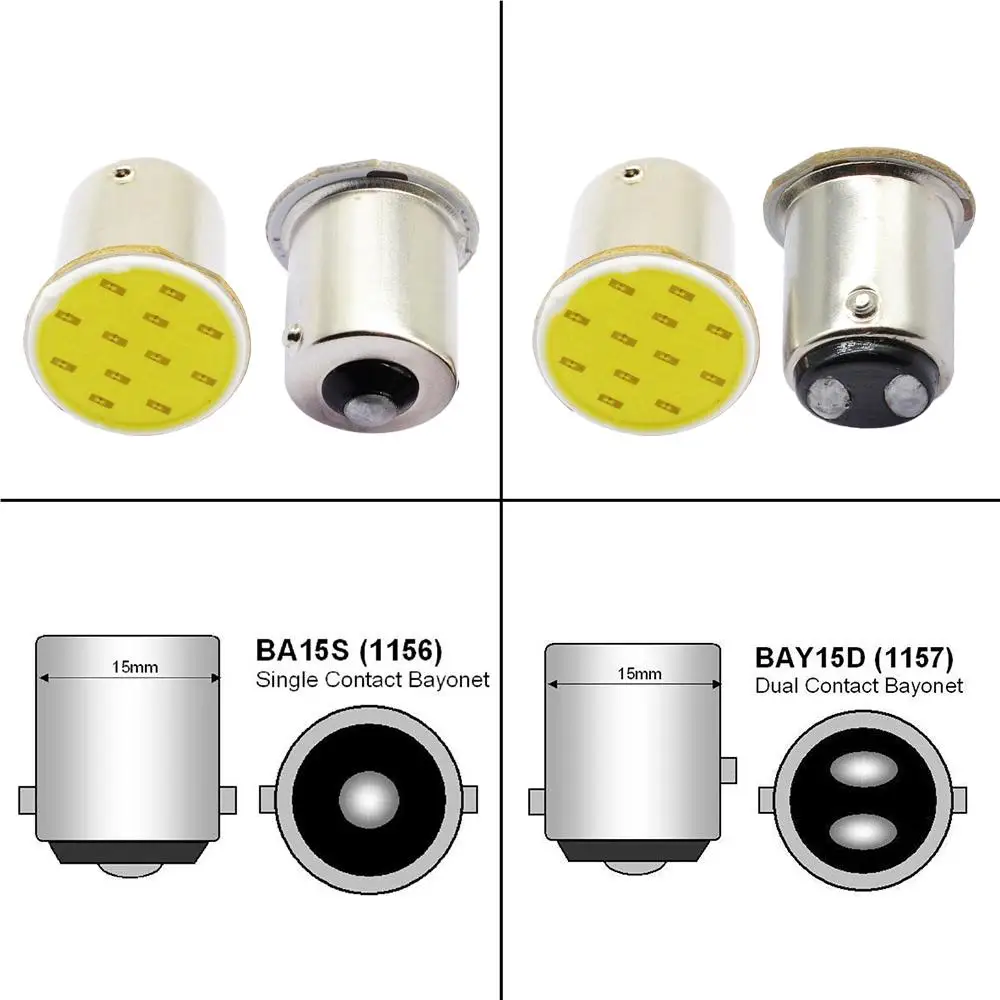 1 шт. BAY15D 1157 LED COB 7000K 12 SMD В сверхъяркая Светодиодная лампа BA15S 1156