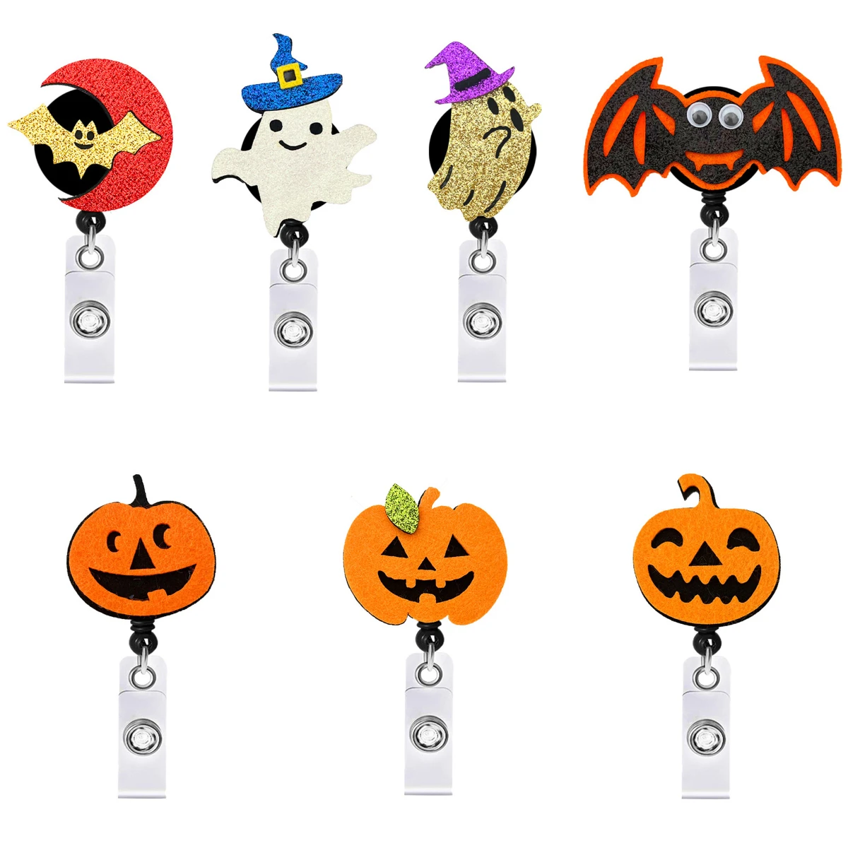 

Halloween Retractable Badge Reel Clip Name Badge Holder Work Card Clip School Office Students Doctor ID Card Holder Keychain