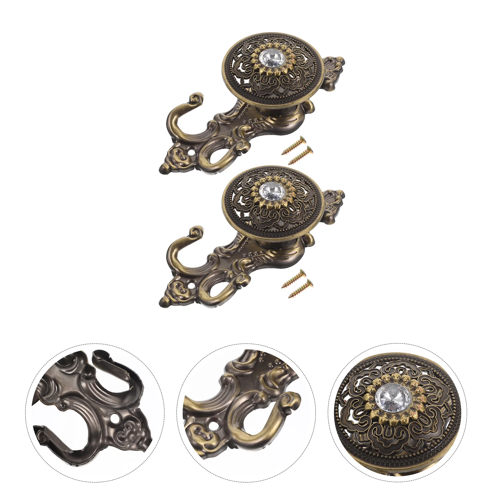 

Hooks Curtain Wall Hook Holder Coat Hanger Drapery Holdbacks Key Towel Vintage Mounted Tiebacks Decorative Window Rack Tieback