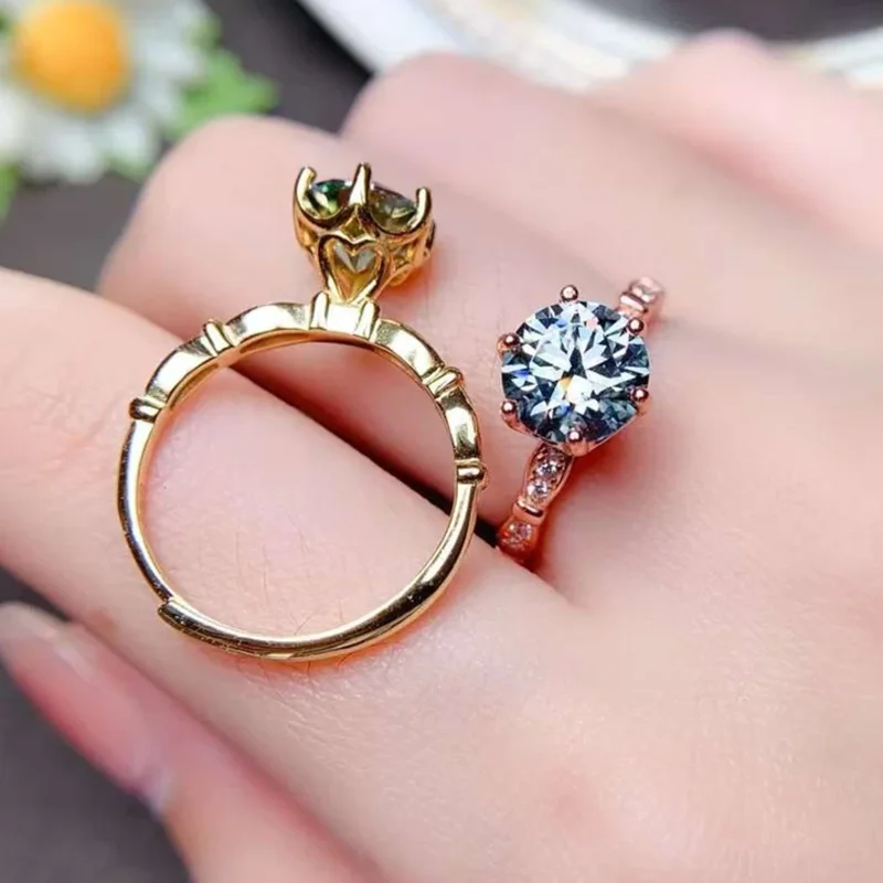 

MeiBaPJ 1 Carats 6.5mm Moissanite Gemstone Diamond Ring for Women 925 Sterling Silver Fine Wedding Jewelry