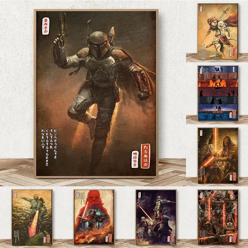 

Retro Disney Star Wars Movie Poster Yoda Darth Vader Canvas Painting Living Room Decor Wall Art Prints Mural Home Decor Picture