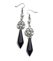 2022 new diy handmade pentagram stars black crystal two dimensional earrings ear hooks