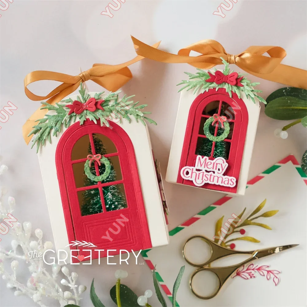 Новые рождественские наклейки с надписями о праздничном интерьере в коробке