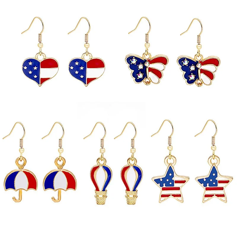 

Love Five-pointed Star Earrings Fashion Small Drop Oil Alloy Butterfly Umbrella Earrings (bullets)
