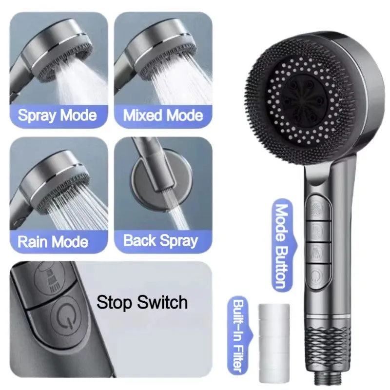 Массажная душевая лейка насадка для душа регулируемая одно нажатие стопор