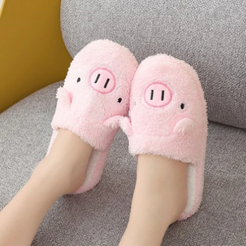 

Women Indoor Slippers Warm Plush Home Slipper Autumn Winter Shoes Cute Cartoon House Flat Floor Soft Slides Sandals for Bedroom