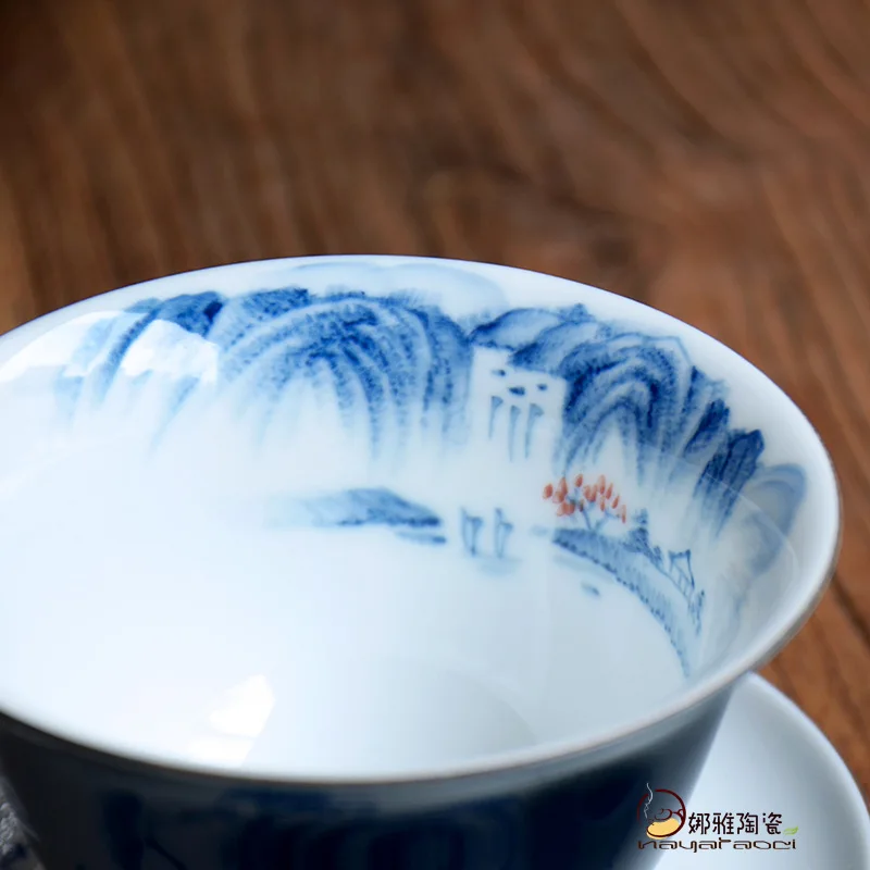 Чаша с крышкой Gaiwan чашка для заваривания ручная роспись чайная набор кунг-фу
