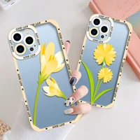 flowers transparent phone case for iphone 11 12 13 pro max xs x xr 7 8 plus se 2020 shockproof bumper back cover coque soft tpu