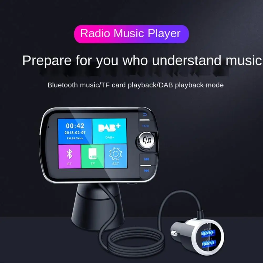 

Car Radio 2.8-inch Car Bluetooth-compatible DAB Digital Radio Color Screen Receiver Hands-free Fm Transmitter Aux Adapter