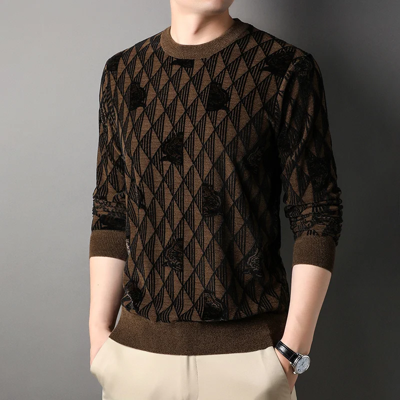 

Designer Top Grade Brand Luxury New Fashion Knit Pullover Sweater Woolen Trendy Crew Neck Casual Jumper Men Clothing