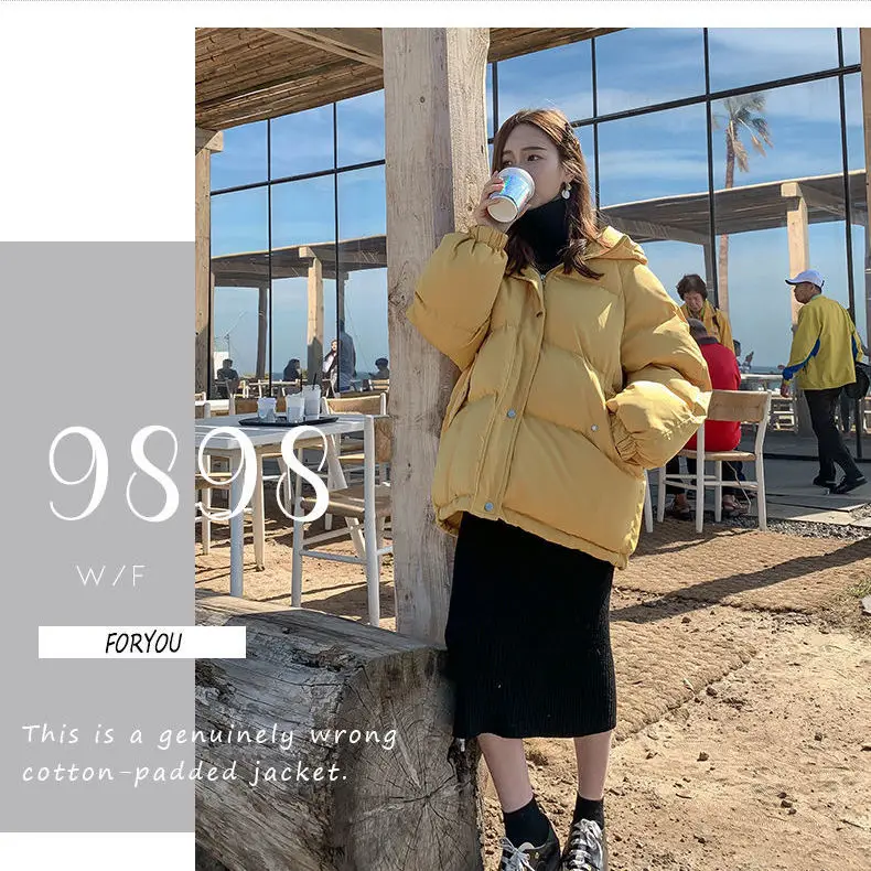 Женская куртка парка пальто женское короткое мешковатое с хлопковой подкладкой