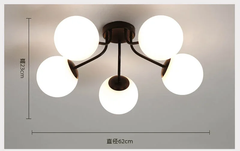 

Современный стеклянный шар, потолочные светильники, черный корпус лампы для гостиной, спальни, скандинавская потолочная светодиодная люстра