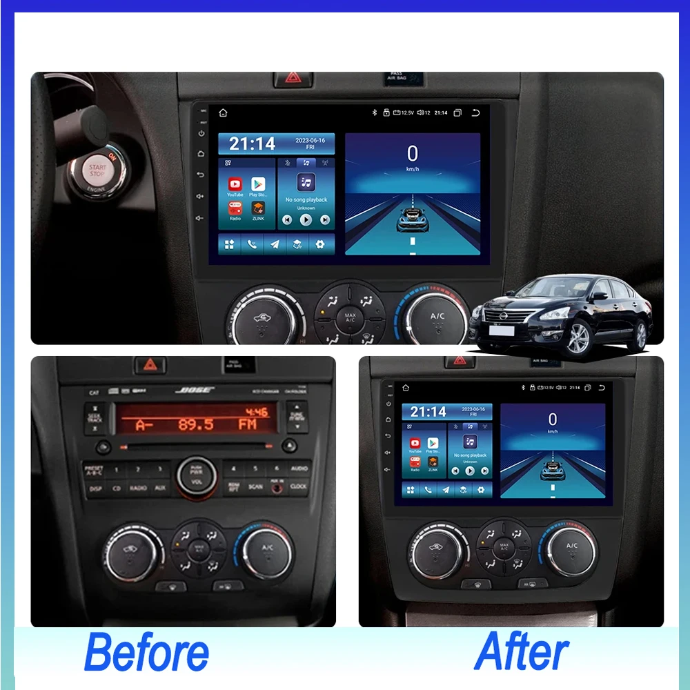 Фото Автомагнитола Android 16 для Nissan Teana Altima 2008-2012 с Carplay, GPS, мультимедиа, видеоплеером, DSP, стерео, WiFi, 4G, 2 DIN №5