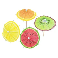 20pcs fruit printed paper cocktail umbrellas mini coconut tree party drink accessories picks tropical hawaii party supplies