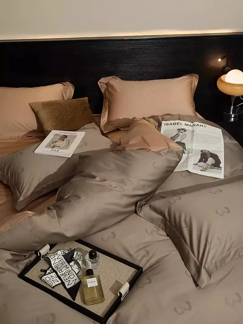 Гладкое шелковое сочетание | Цвет 100S полностью хлопковый комплект из четырех