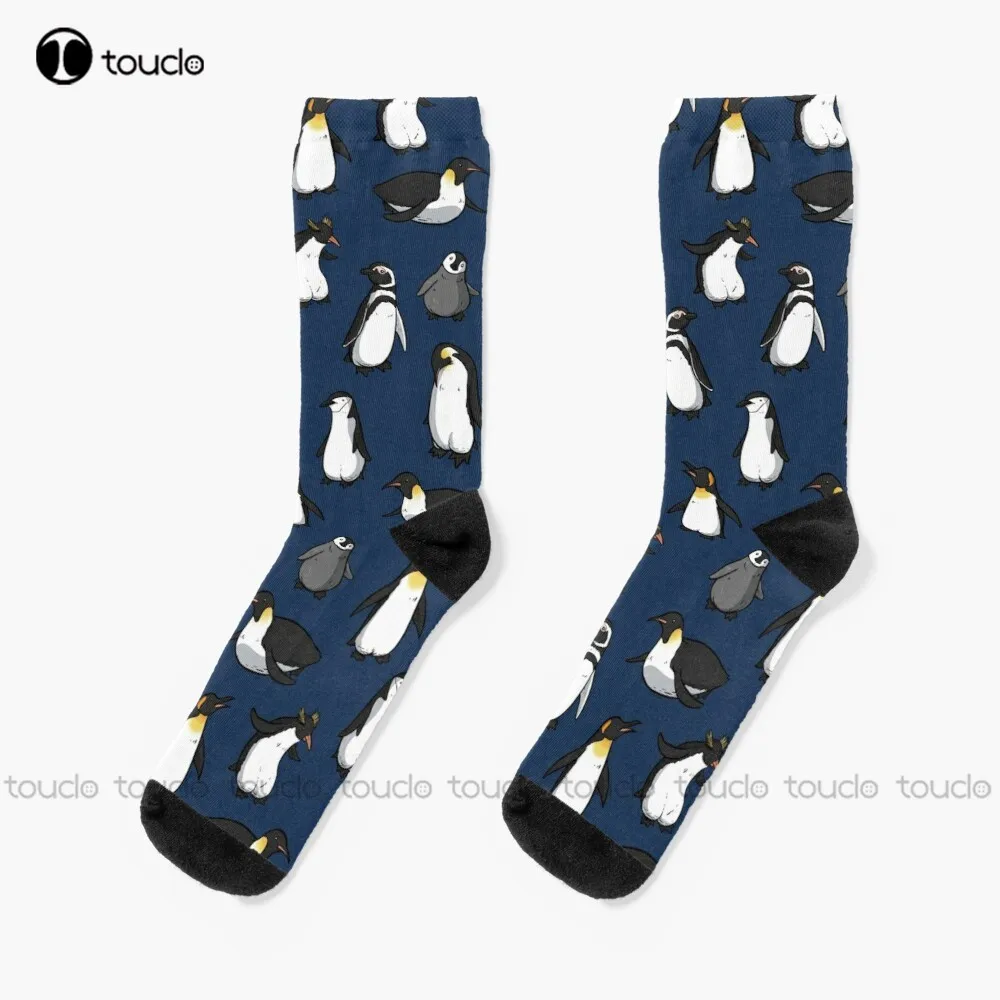 

Cute Penguin Pattern (Dark Blue Variant) Socks Orange Socks Personalized Custom Unisex Adult Teen Youth Socks 360° Digital Print