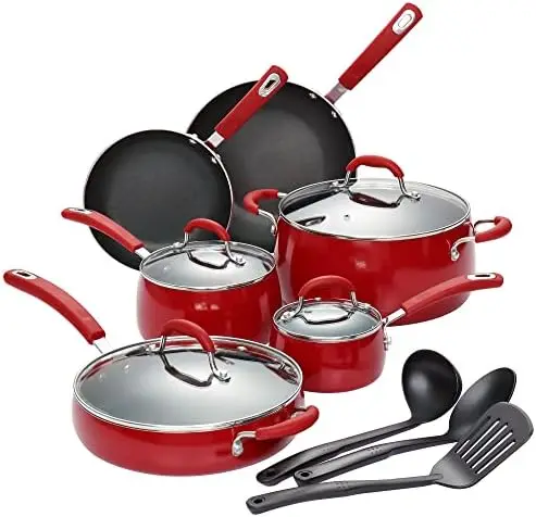 

Porcelain Enamel Aluminum Cookware Set, Ceramic Cookware Set, New Technology Double Nonstick Coating Kitchen Pots and Pan Set, 1