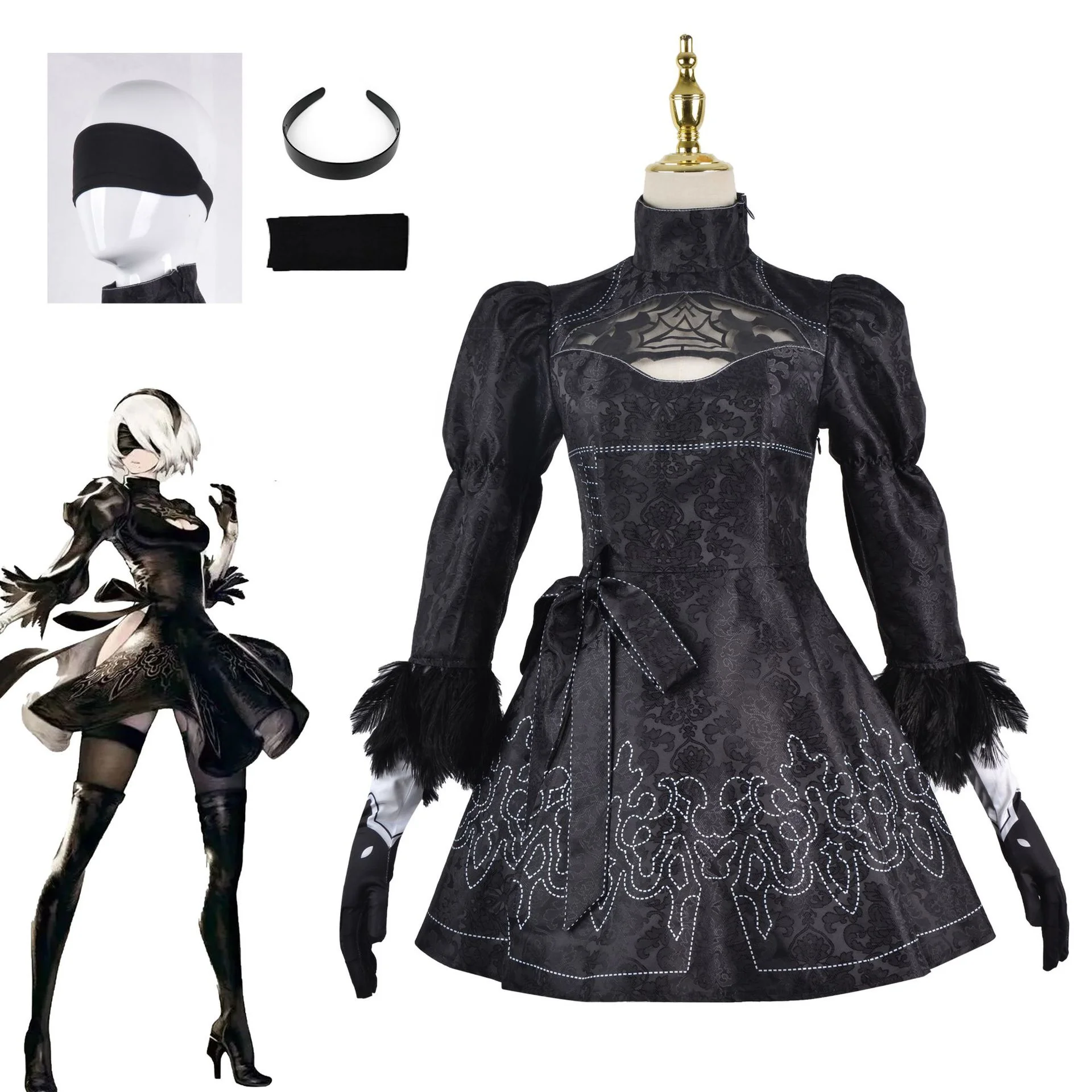 

Костюм для косплея Nier Automata Yorha 2B, сексуальный наряд, костюм для игр, Женские Костюмы для ролевых игр, нарядное платье для вечеринки на Хэллоуи...