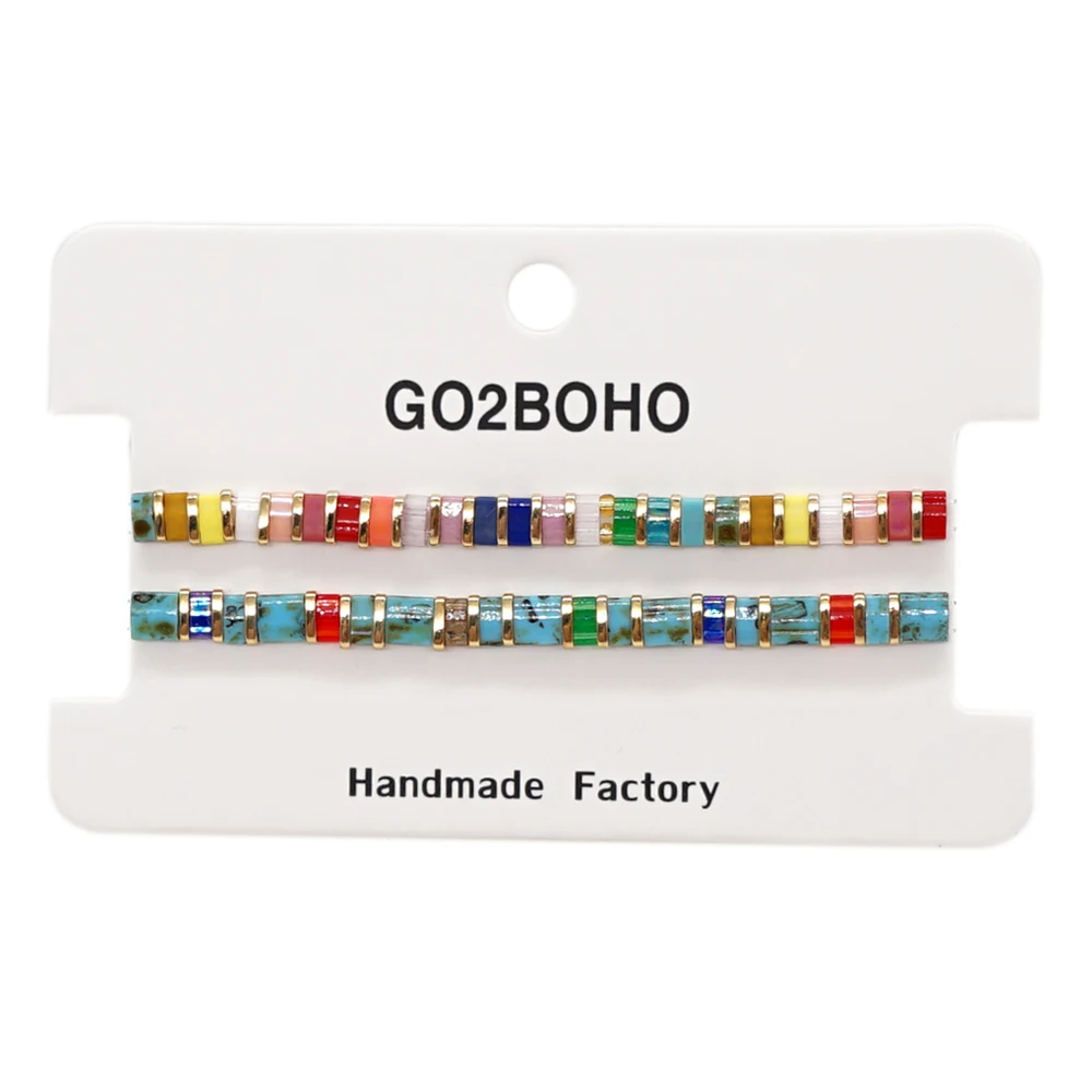 

Go2Boho Boho Jewelry Miyuki Tila Bead Bracelet Jewellery Rainbow Pulseras Mulicolor Beads Summer Beach Bracelets Set for Women