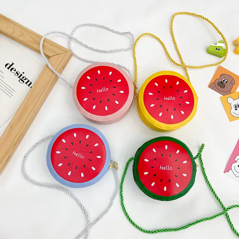 

Fashion Children Small Round Bag Cute Fruits Pattern Women Mini Shoulder Bag Boy Girl PU Leather Crossbody Bag Kids Coin Purse