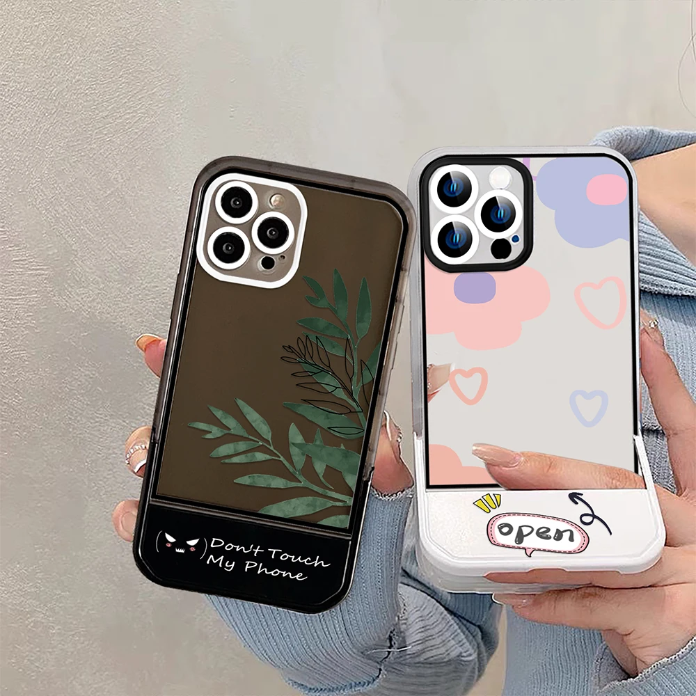 

Flowers Floral Stand Holder Case for iPhone 14ProMax 14Plus 13 12 11 Pro Max Transparent Color Soft Back Shell Covers Fundas