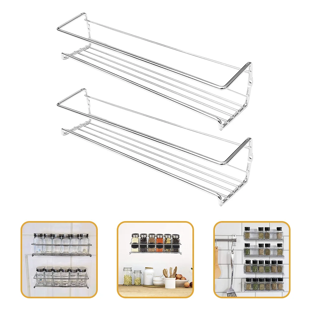 

Rack Organizer Wall Mount Storage Seasoning Bottle Basket Shelvesspices Cabinet Shelf Hanging