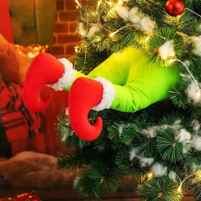 1pc Santa Claus Legs Christmas Tree Decoration Plush Door Decor Elf Leg For Home Hanging Ornaments