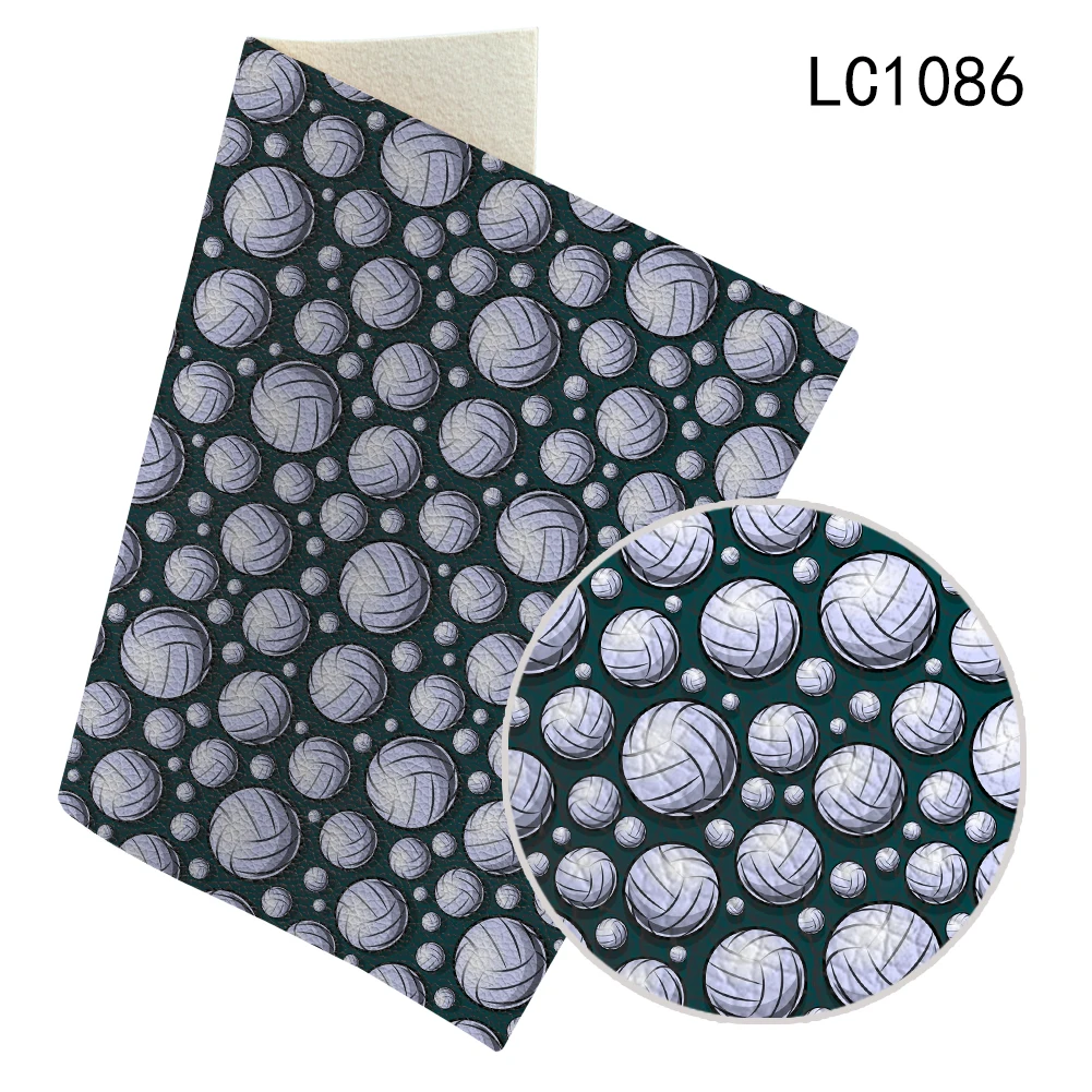 

30X136CM Newest Volleyball Pattern Printed Lychee Grain Faux Leather for DIY for Bows Earrings Handbag Vinyl Handmade DIY