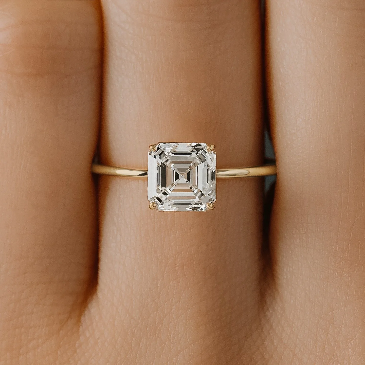JOVOVASMILE Au750 Moissanite Ring With Certificate 1carat Asscher Cut 18k Solid Gold Christmas Gift Solitaire Rings For Woman