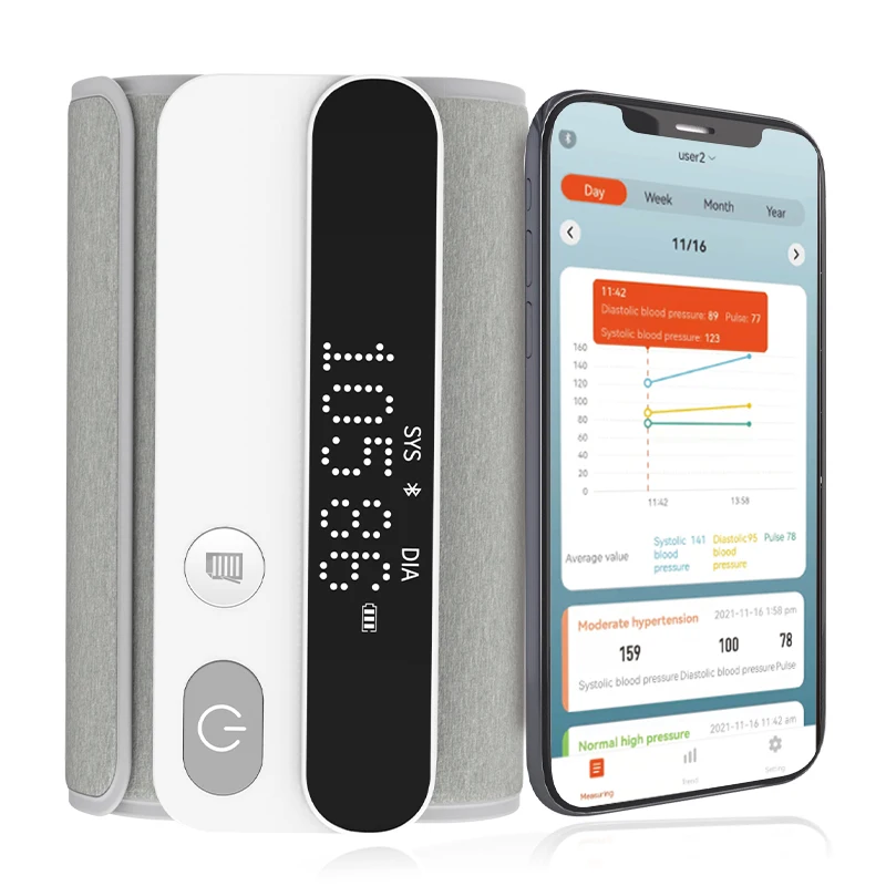 

Amazon Hot Selling Rechargeable Digital BP Monitor Blood Pressure Monitor BP Machine Upper Arm Blue Tooth Blood Pressure Monitor