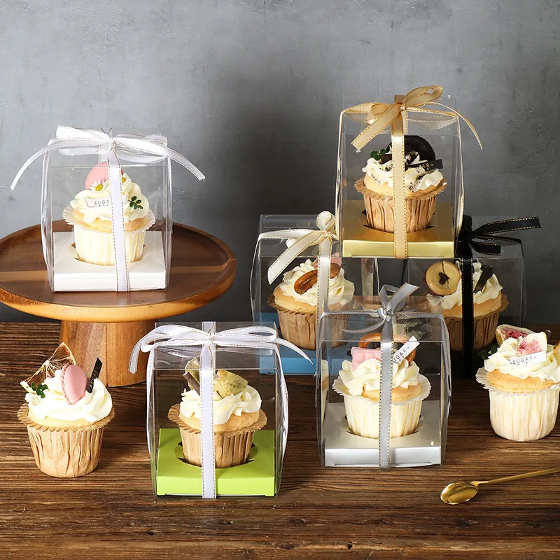 

Transparent Window Candy Cake Boxes With Clear PET Window Birthday Gift Box Presents Sweets Packge Cake Box Packaging Paper Bags