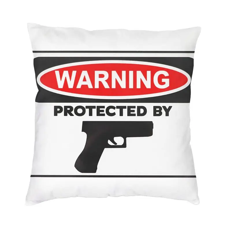 

Hand Gun Protection Warning Cushion Covers Sofa Home Decor Square Throw Pillow Cover 40x40cm
