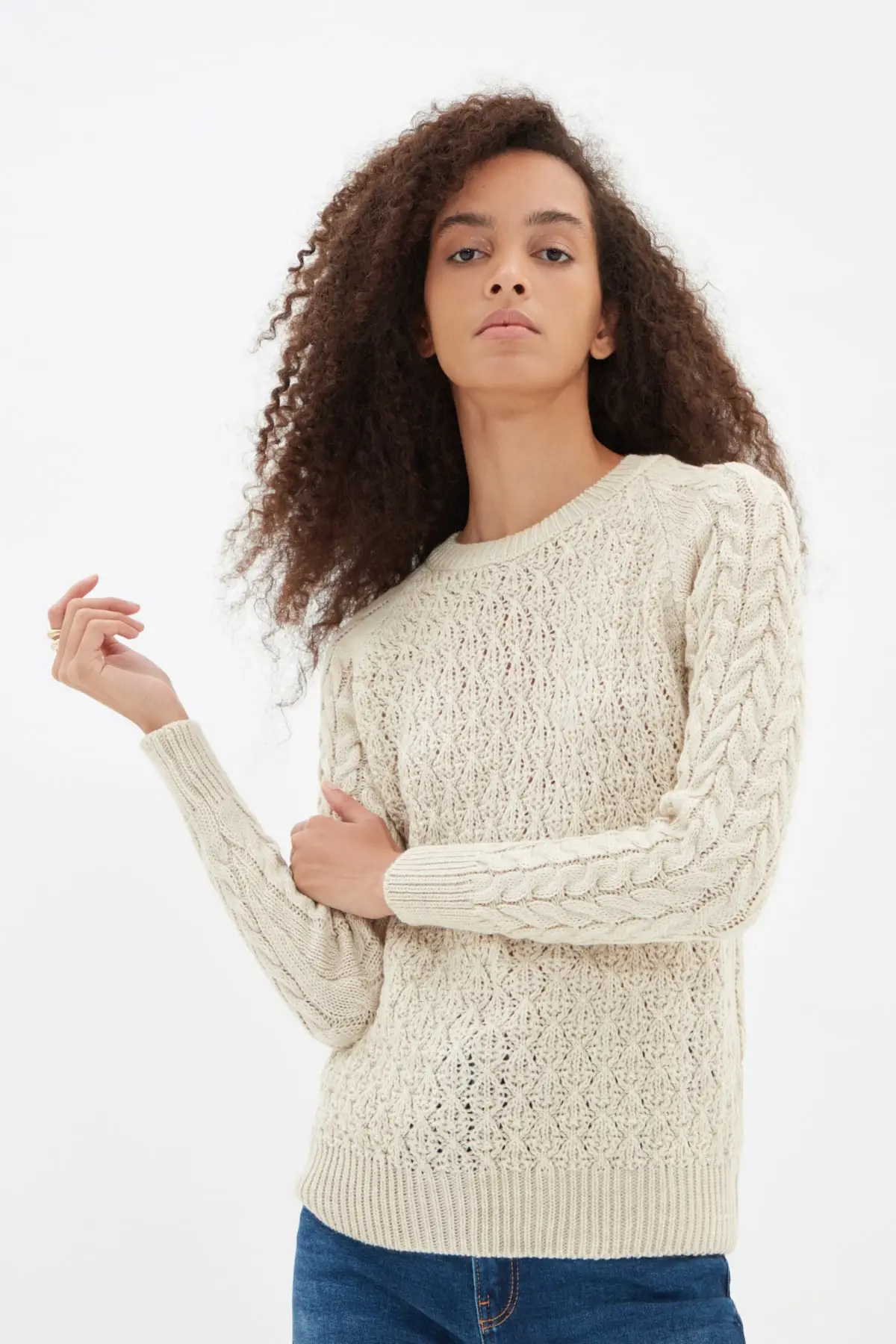 

Trendyol Mesh Detaylı Knitwear Sweater TWOAW22KZ2201