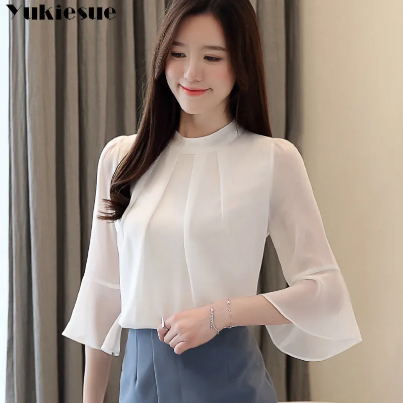 Белая женская рубашка с коротким рукавом и оборками блузка для женщин женские