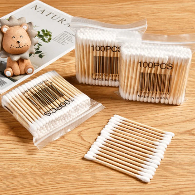 

10-100pcs Double Head Cotton Swab Women Makeup Cotton Buds Tip Disposable Wood Stick Nose Ear Cleaning Eyelash Health Care Tool