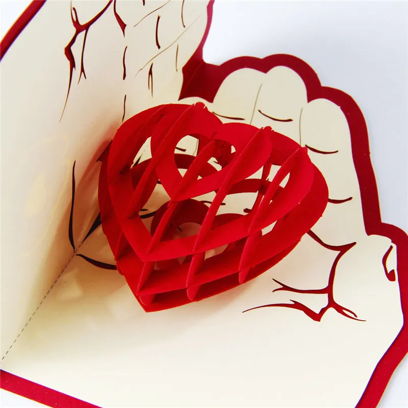 

Открытка с надписью «Pop-up Love», романтичная 3D открытка с надписью «Love Heart in Hands», бумажная открытка для пар для свадьбы, Дня Святого Валентина, ...