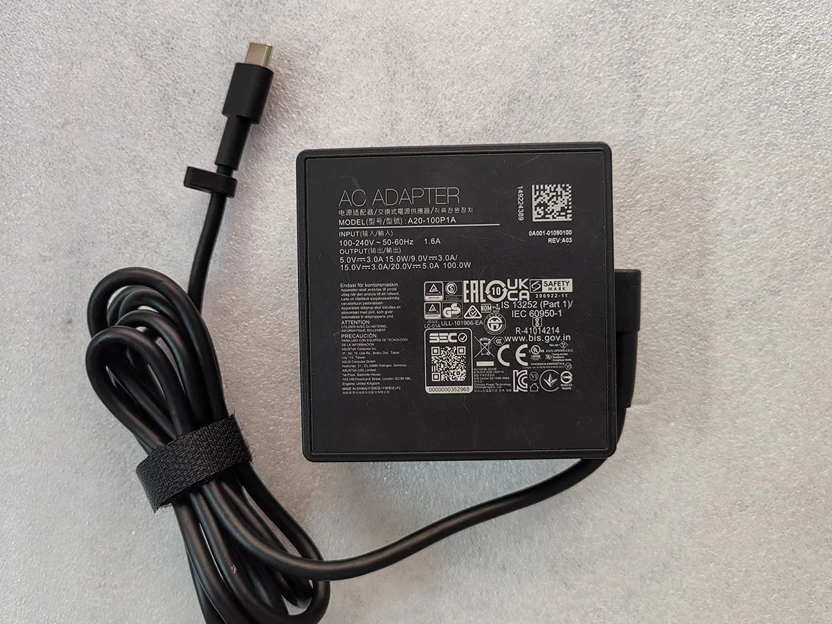 Фото Для ноутбука ASUS ZENBOOK 14X OLED UX5401ZAS-KN050W OEM 20 В 5 А 100 Вт A20-100P1A TYPE-C адаптер переменного тока подлинный Puryuan 0A001-01090100 №2