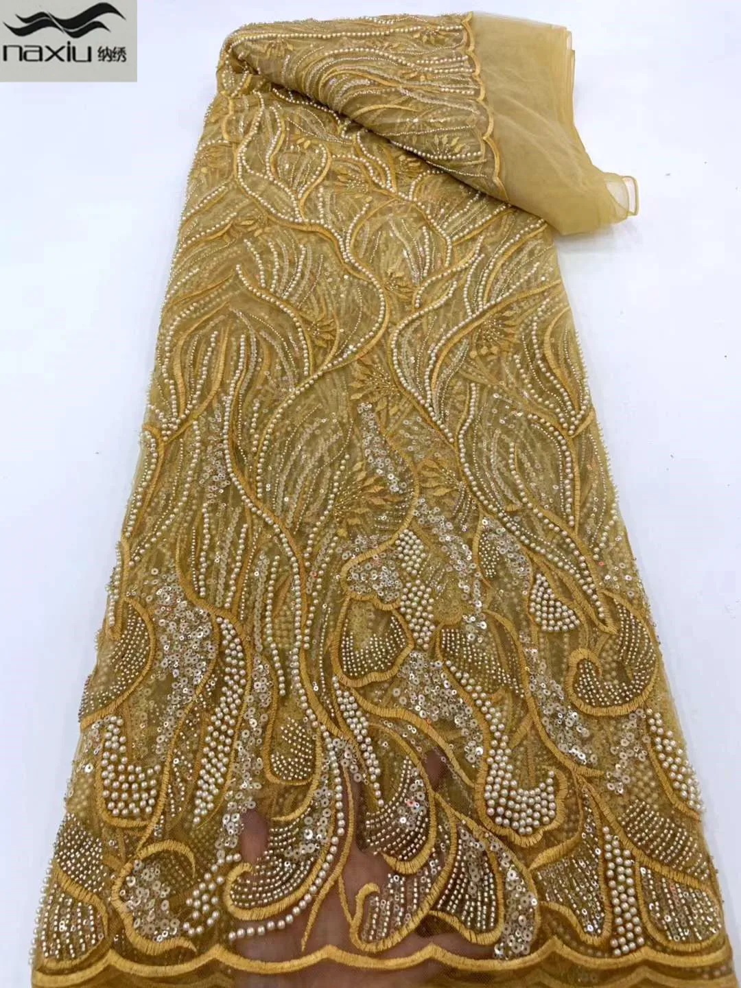 

Роскошные тюлевые кружевные бусины Madison, блестки, африканская кружевная ткань для жениха, 2022, Высококачественная золотая ткань, сетчатые кружева