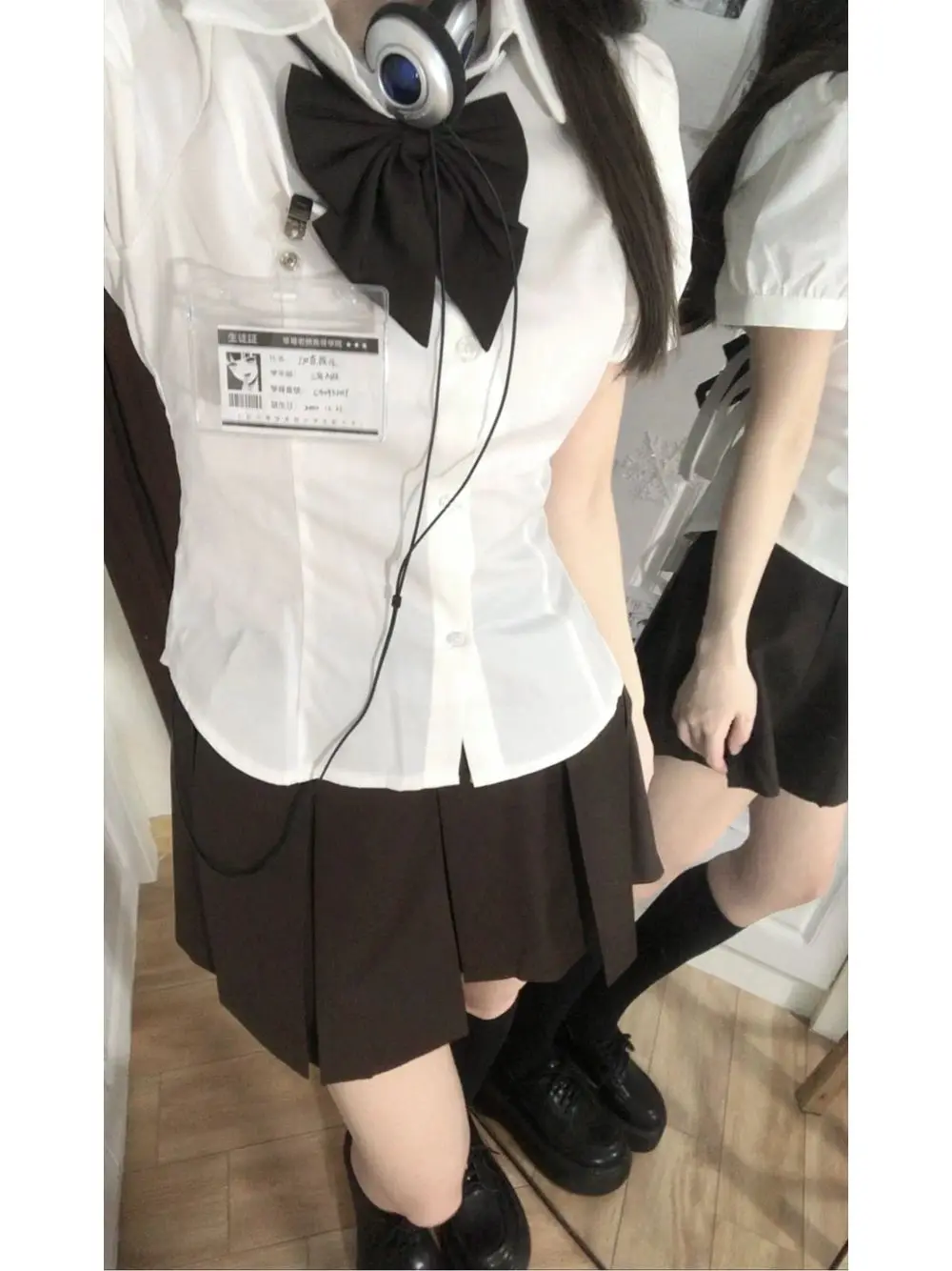 Mars Institute Summer Sweetheart Waist Hugging Shirts Short sleeve Japan fashion Preppy White Shirt Jk Uniform Set