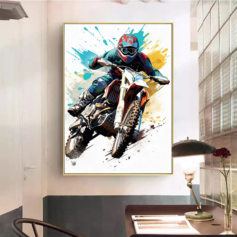 Акварельные постеры на холсте для мотоциклистов