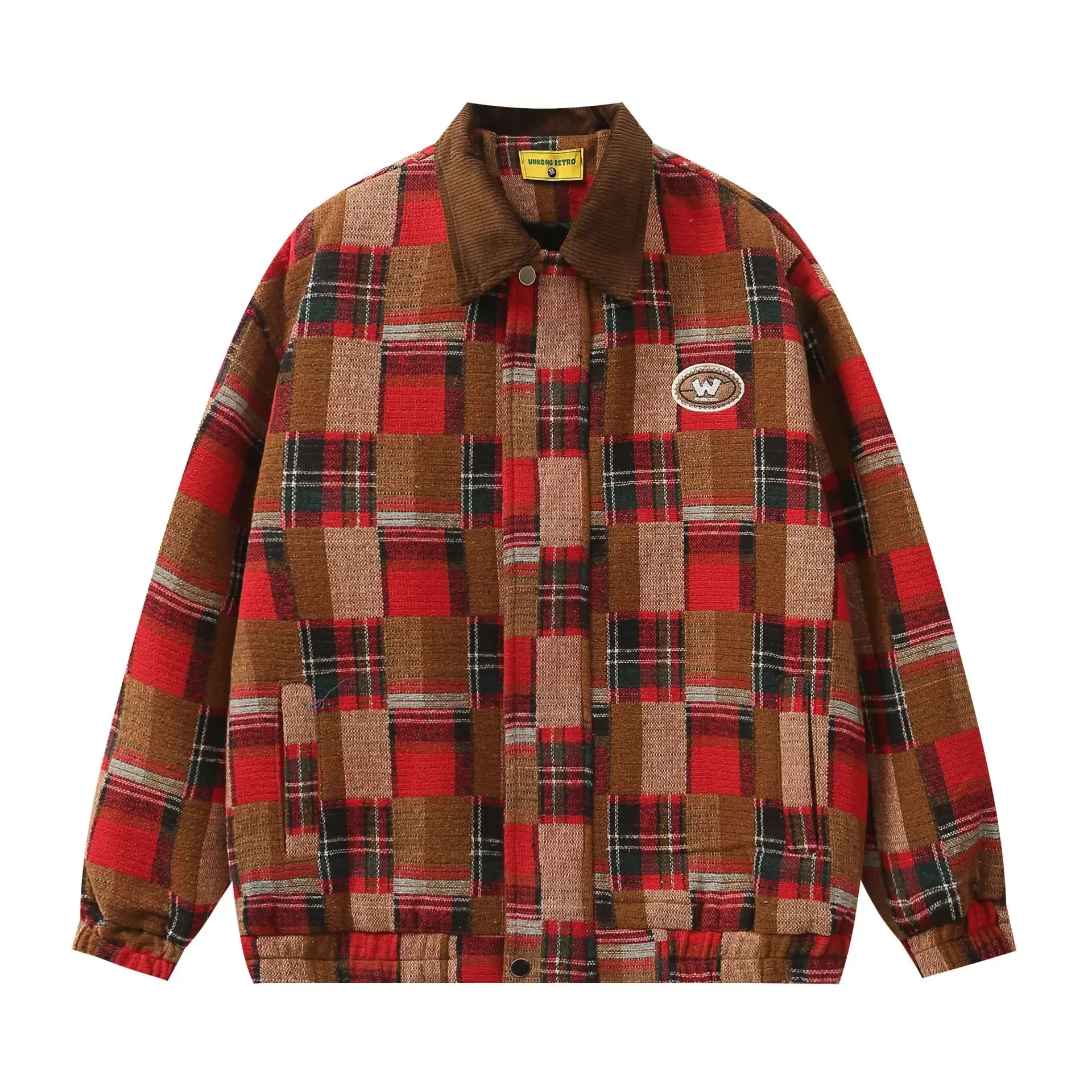 Винтажная клетчатая повседневная куртка свободного покроя в американском стиле