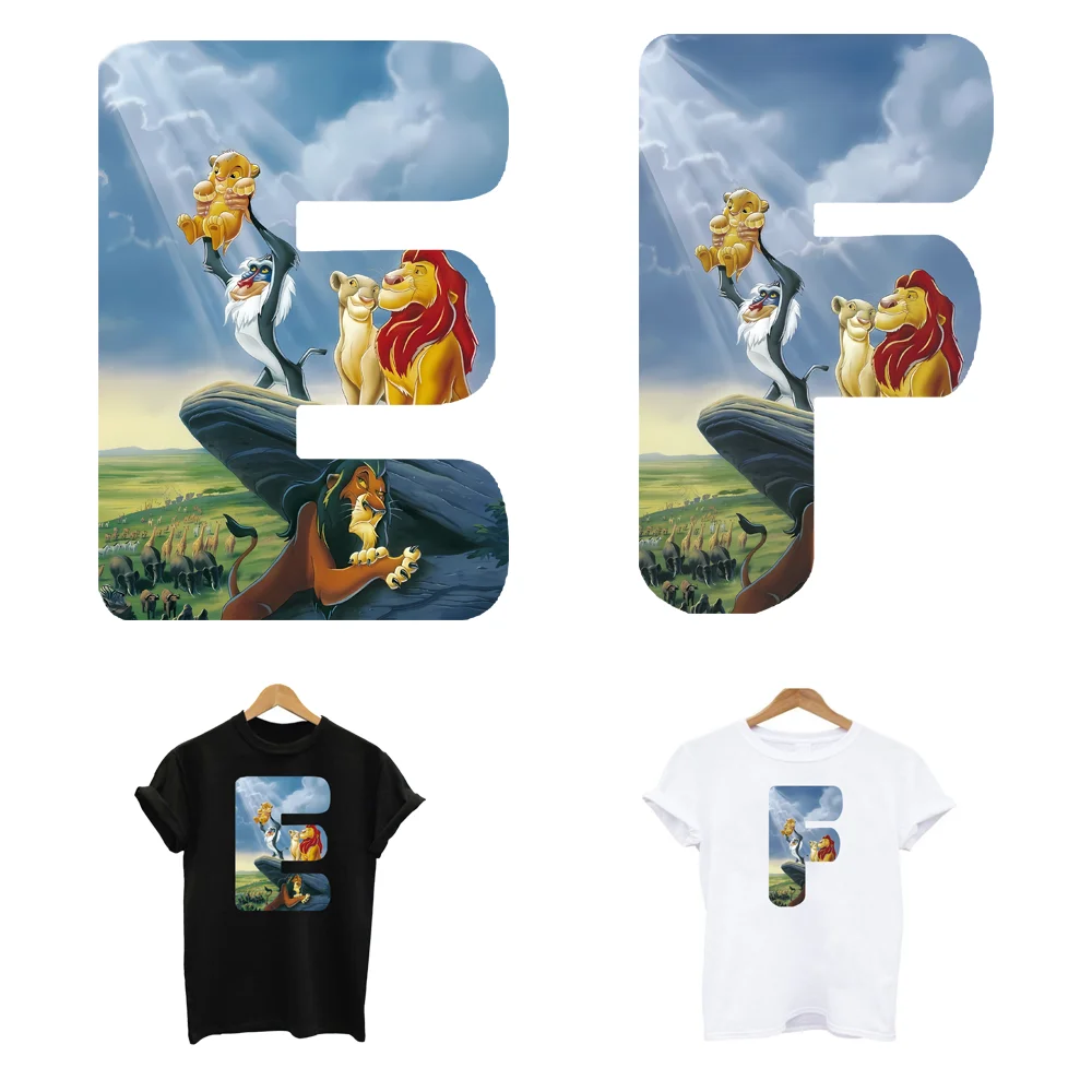 2Pcs/Lot Ironing Thermo Adhesive Fusible Patches The Lion King Letters Disney Iron On Heat Thermal Transfer Children's Clothing