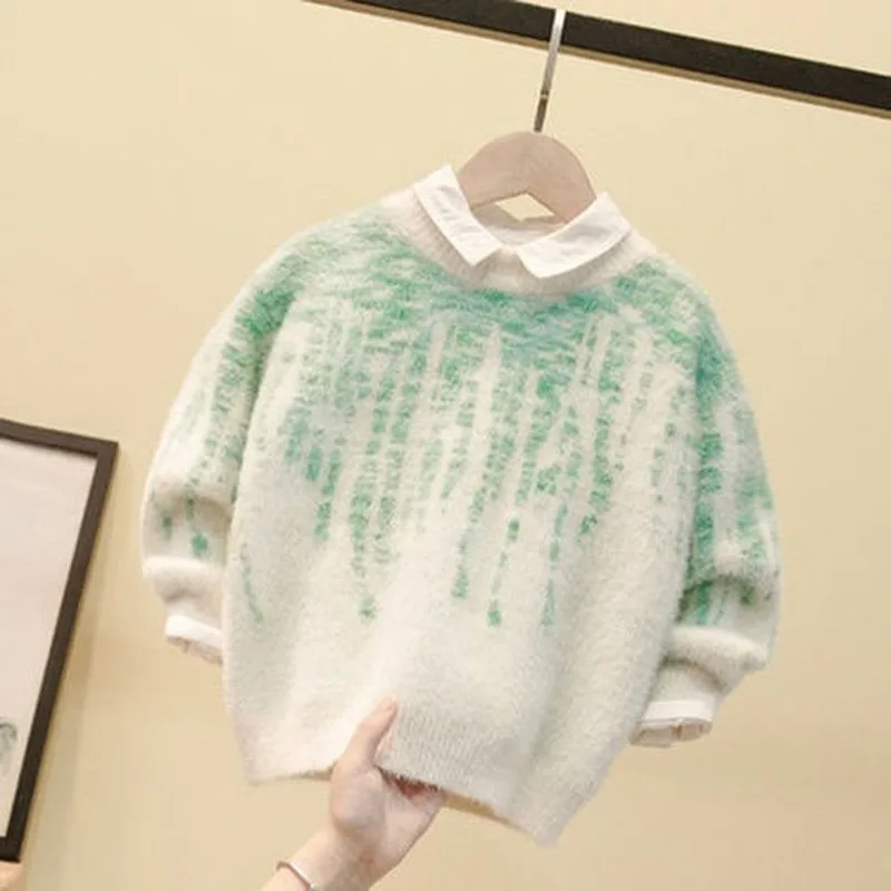 

2-10Y Toddler Kids Velvet Knitted Sweater Warm Autumn winter Baby Girls Long Sleeve Tops Outwear toddler boys Winter Clothing